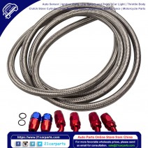 -10 10AN 12FT Stainless Steel Braided Fuel Line Swivel Fitting Hose End Set KIT