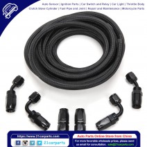 6AN 12-Foot Universal Black Fuel Hose 6 Black Connectors