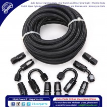 6AN 20-Foot Universal Black Fuel Pipe 10 Black Connectors