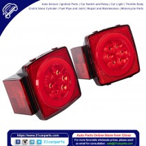 Pair Red LED Submersible Stop Brake Trailer Tail Lights Square 80" License